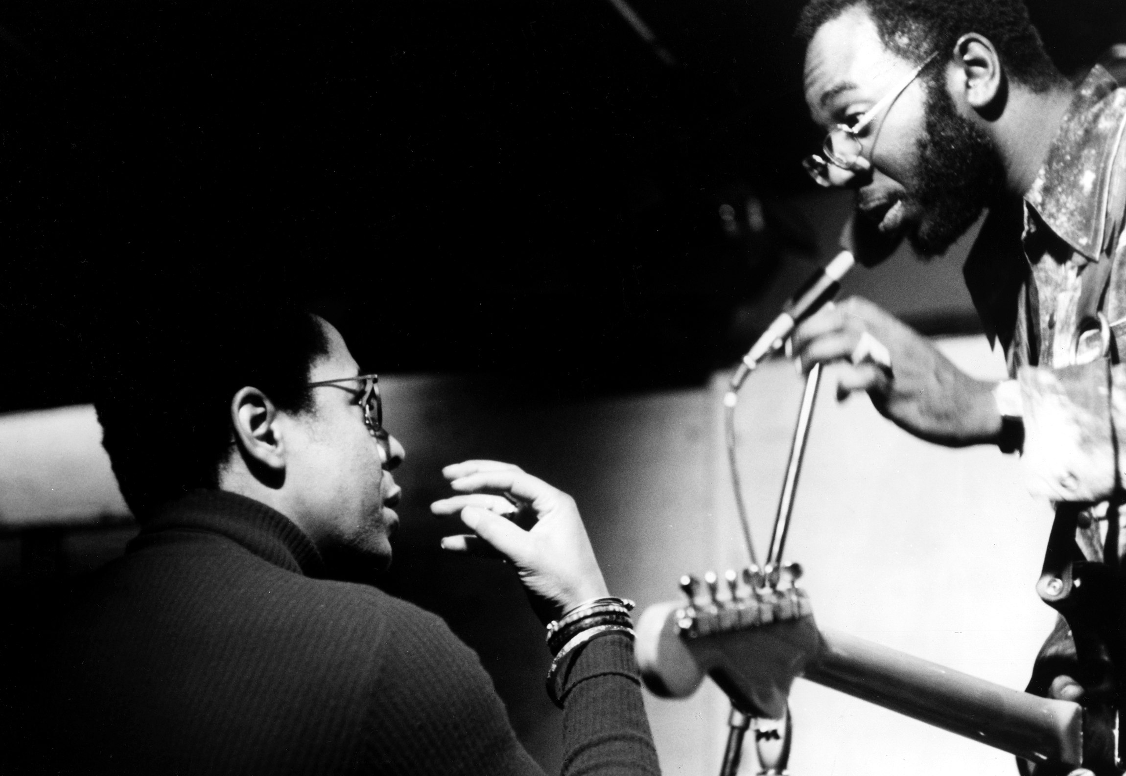 Director Gordon Parks Jr. and Curtis Mayfield on the set of Super Fly. Photo via Cache Agency.